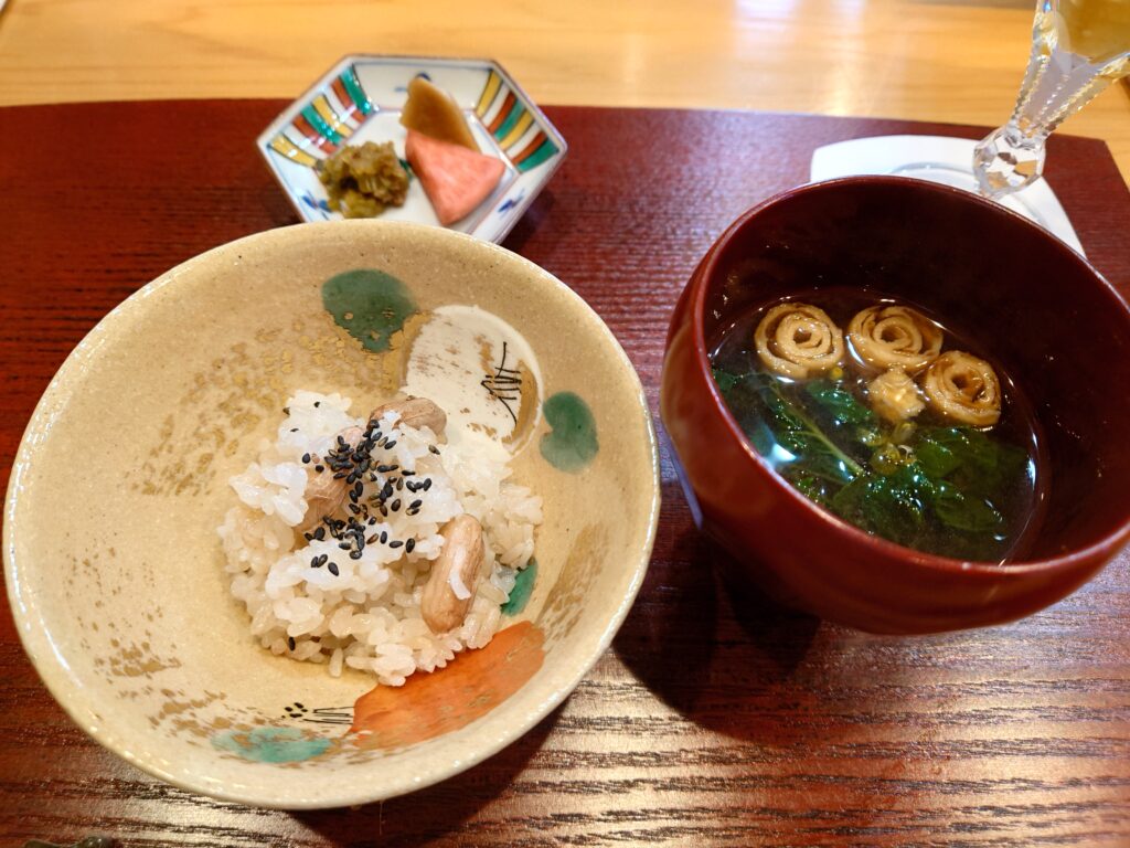 千葉市緑区おゆみ野の懐石 古都のランチ懐石：おおまさりご飯とお味噌汁